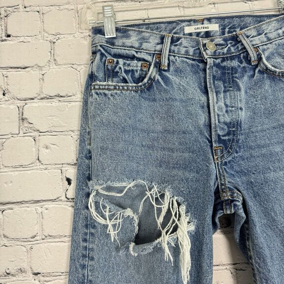 GRLFRND Womens Jeans Size 24 Helena Button Fly Blue Radio Clash Distressed USA - Picture 6 of 16